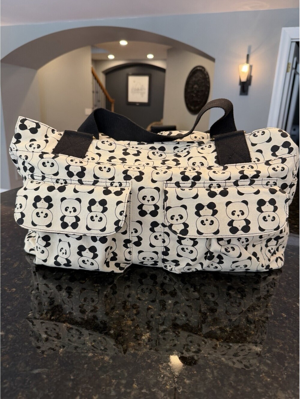 Panda Bear Duffel Bag Canvas EUC